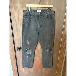 FRAME Le Original Grayridge Distressed Straight Leg Jeans Gray Size 31 LOJRE252